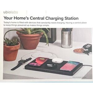 UbioLabs Home Charging Center 4-in-1 Wireless Charger 15W Qi Station AWC1136 NIB
